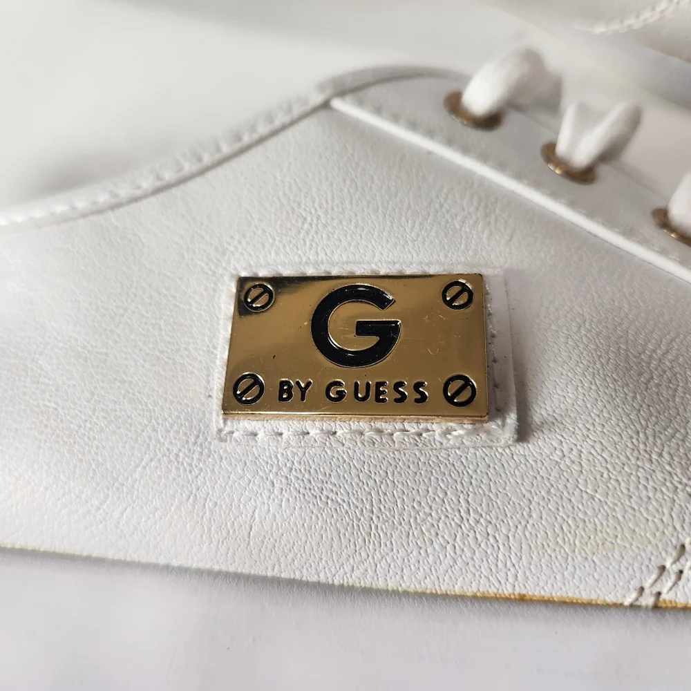 G by GUESS Mallory Glitter Lace Up White Sneakers Size 10M